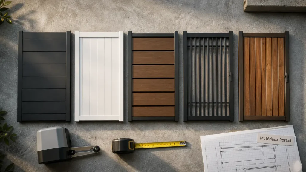 Portail en aluminium, PVC, bois, acier ou composite : le bon choix selon le budget, l’entretien et le climat 19 Différents matériaux portail : aluminium, PVC, bois, acier et composite