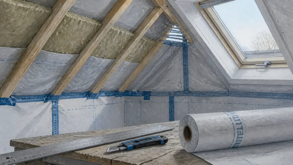 Isolation toiture par l’intérieur : laine et pare-vapeur dans les combles