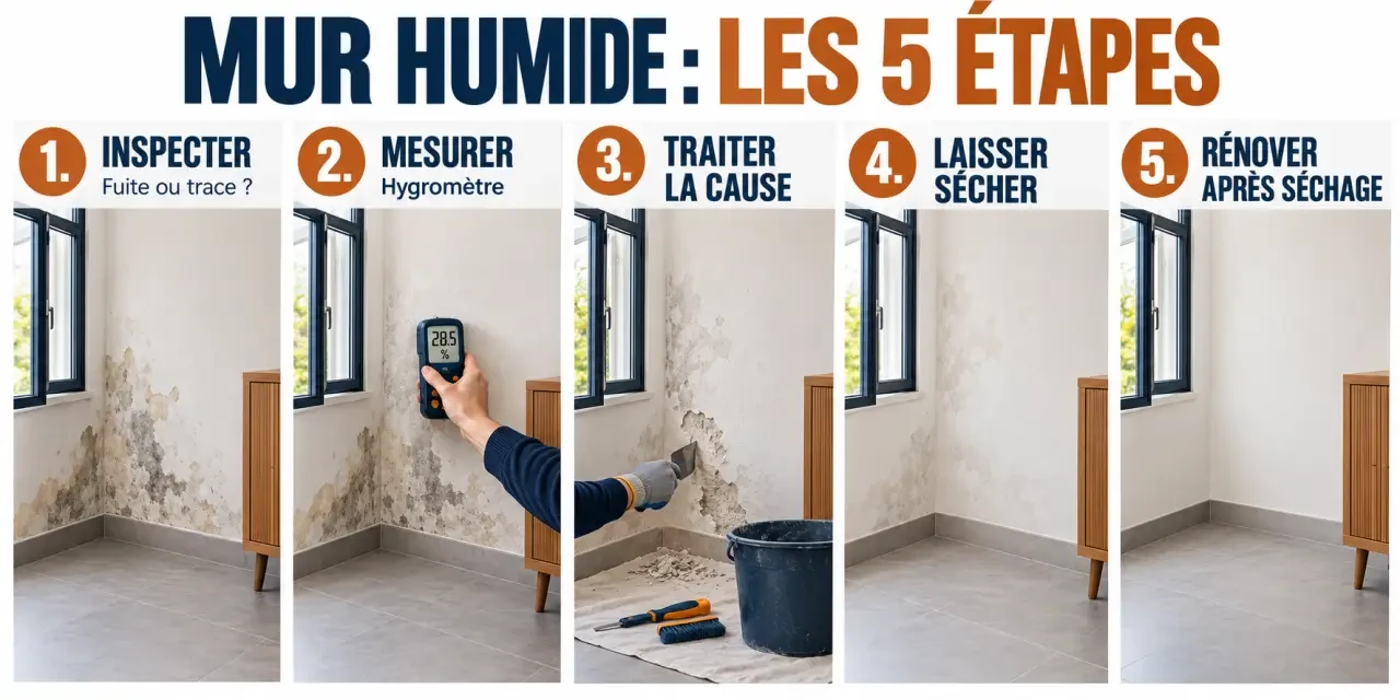 Un mur humide se traite à la source, avant toute peinture 2 Que faire face à l'humidité des murs : inspecter, mesurer, traiter, sécher et rénover