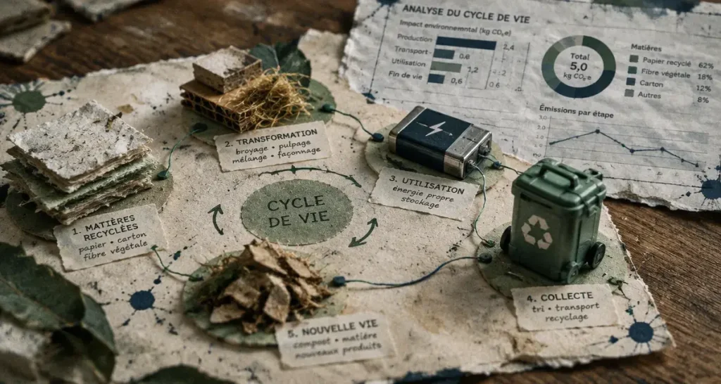 Maquette de cycle de vie pour innovations ecologiques réduisant émissions et déchets