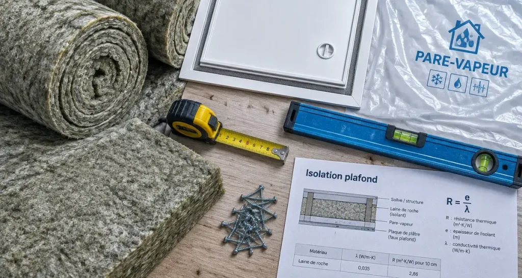 Isolation plafond : pose de laine et pare-vapeur pour gagner sans perdre la hauteur